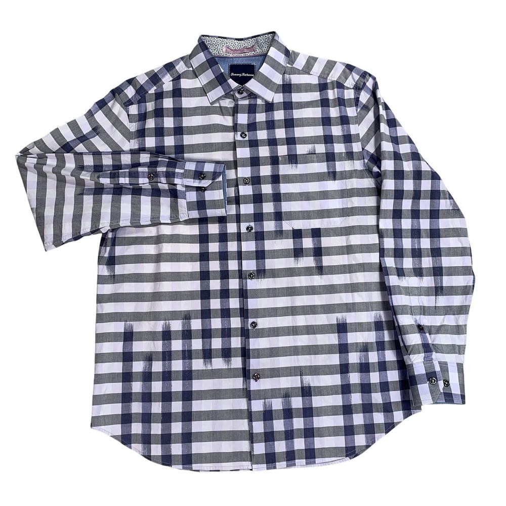 Tommy Bahama Mens  M Plaid Button Down Shirt Long Sleeve 100% Cotton Preppy